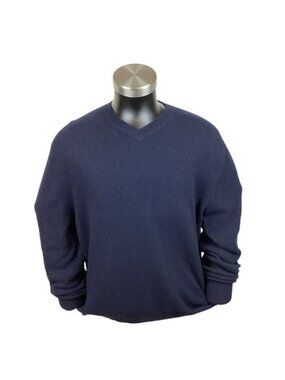 Marshall Fields Cashmere Navy V-Neck Sweater Mens Large
